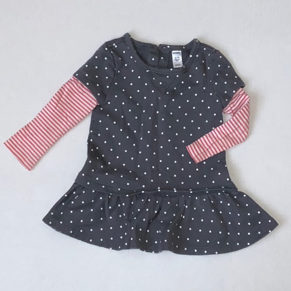 Old Navy Baby Toddler Girl Dress Gray Polka Dot - Size 18-24 Months